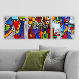 Wallity DRPRC02 Conjunto de 3 Pinturas Decorativas en Lienzo Multicolor